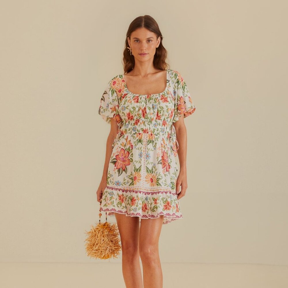 NWT FARM Rio Off-White Bloom Garden Euroflax™Premium Linen Mini Dress